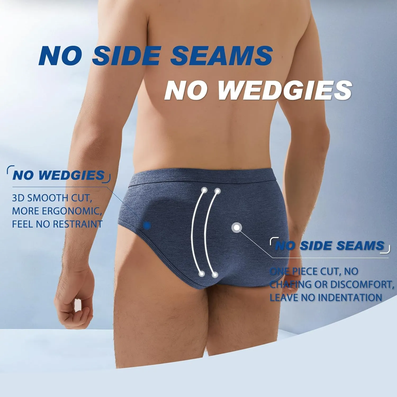 BAMBOO COOL Men's Tagless Briefs Coverd Waistband Comfort Soft Underwear with Contour Pouch Breathable Underpants, Multipacks