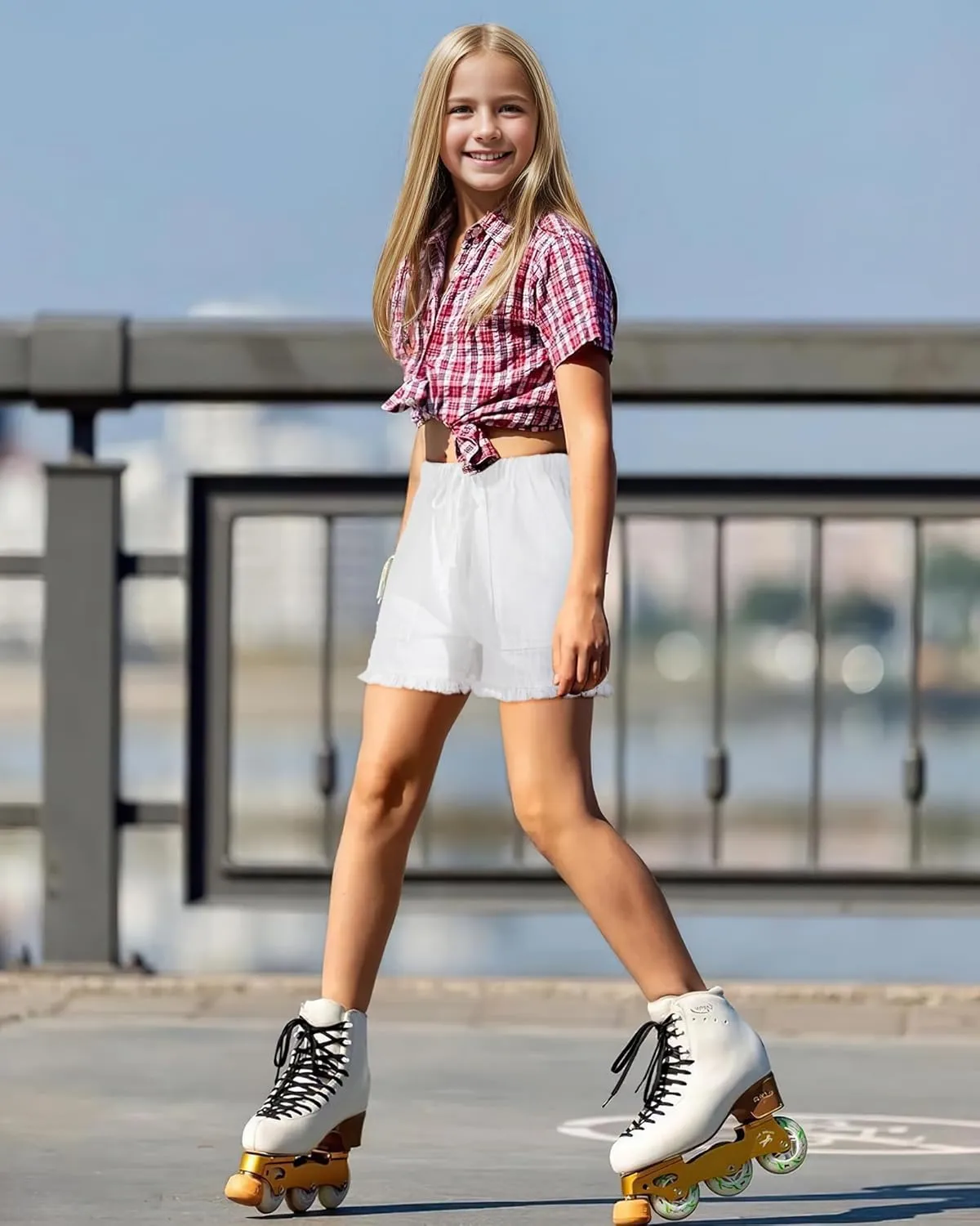 BOOPH Little Girls Jean Shorts Denim Elastic Waist Drawstring Shorty Shorts for Teen Girls