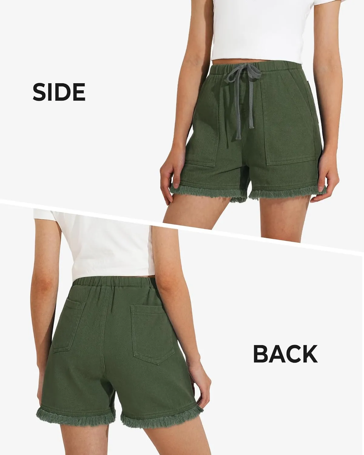BOOPH Little Girls Jean Shorts Denim Elastic Waist Drawstring Shorty Shorts for Teen Girls