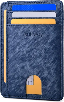 Buffway Slim Minimalist Front Pocket RFID Blocking Leather Wallets for Men and Women