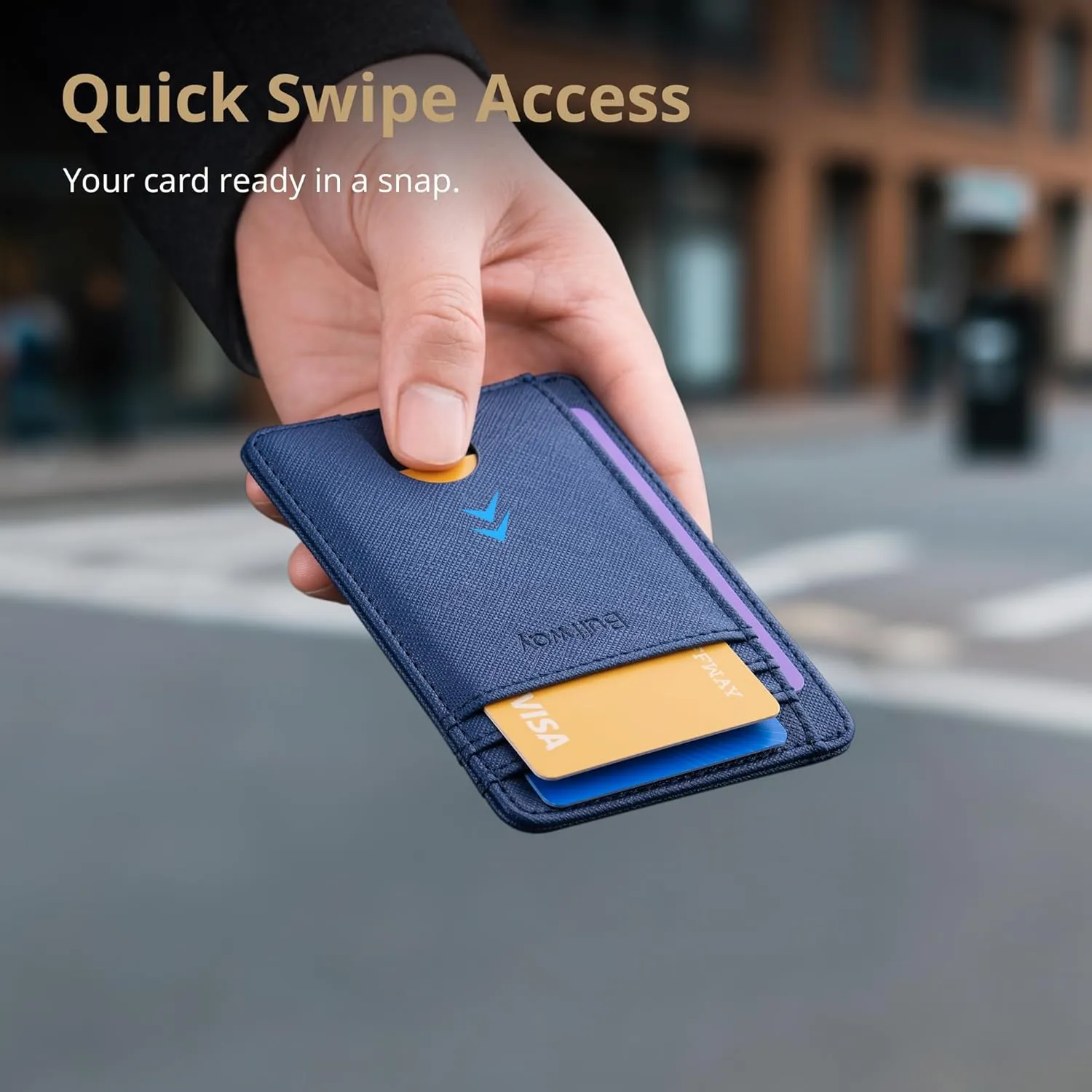 Buffway Slim Minimalist Front Pocket RFID Blocking Leather Wallets for Men and Women