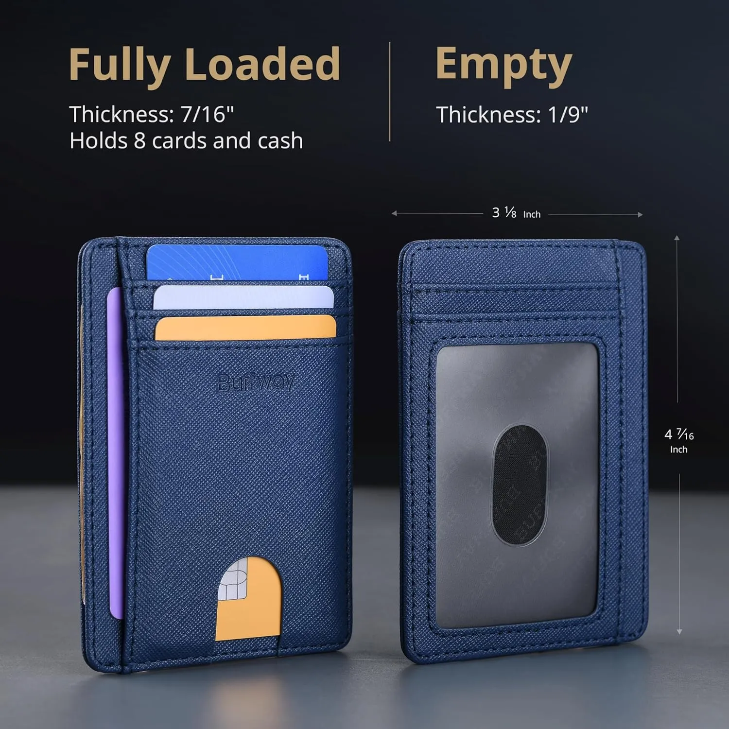 Buffway Slim Minimalist Front Pocket RFID Blocking Leather Wallets for Men and Women