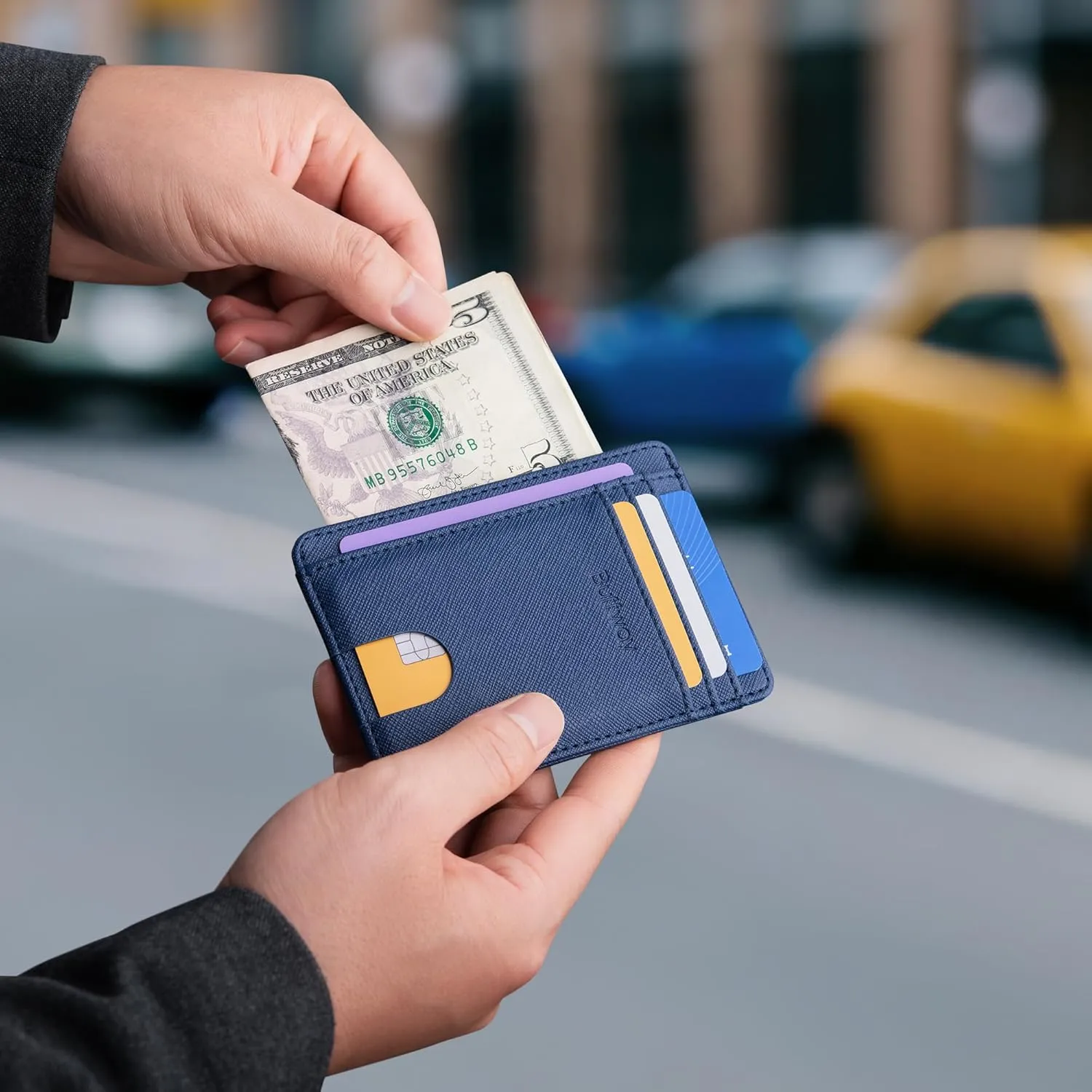 Buffway Slim Minimalist Front Pocket RFID Blocking Leather Wallets for Men and Women