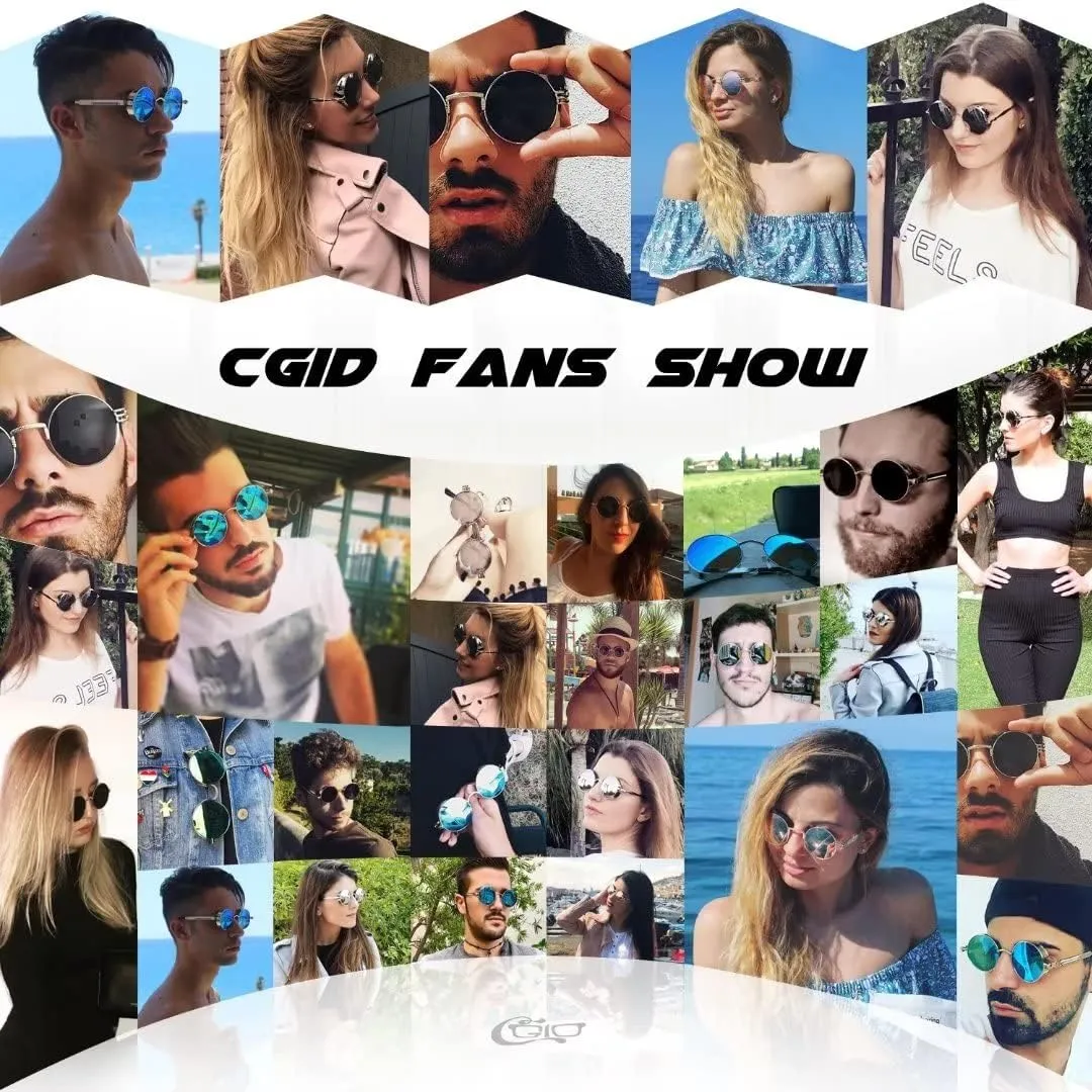 CGID Retro Steampunk Round Polarized Sunglasses Men Womens Metal Circle Frame UV400 Protection E72