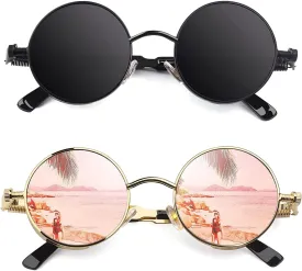 CGID Retro Steampunk Round Polarized Sunglasses Men Womens Metal Circle Frame UV400 Protection E72