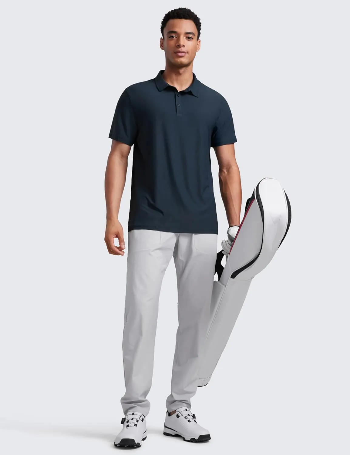 CRZ YOGA Cloudweight Mens Short Sleeve Polo Shirts Lightweight Moisture Wicking Athletic Casual Button Golf T-Shirts