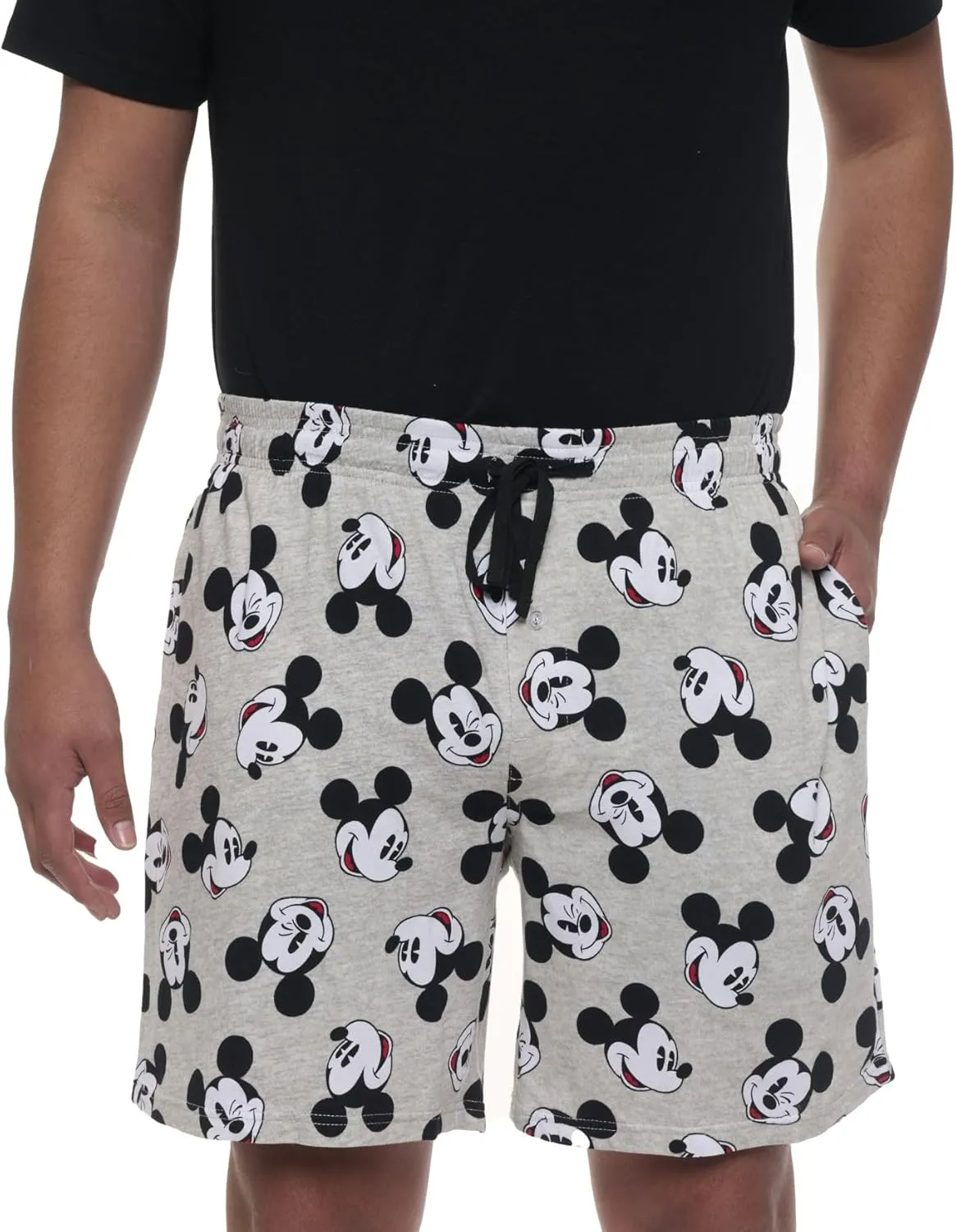 Disney Mens Stitch Mickey All Over Print Lounge Pajama Shorts