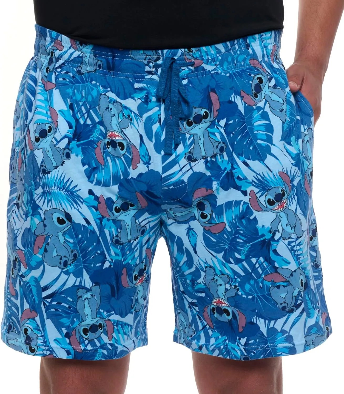Disney Mens Stitch Mickey All Over Print Lounge Pajama Shorts