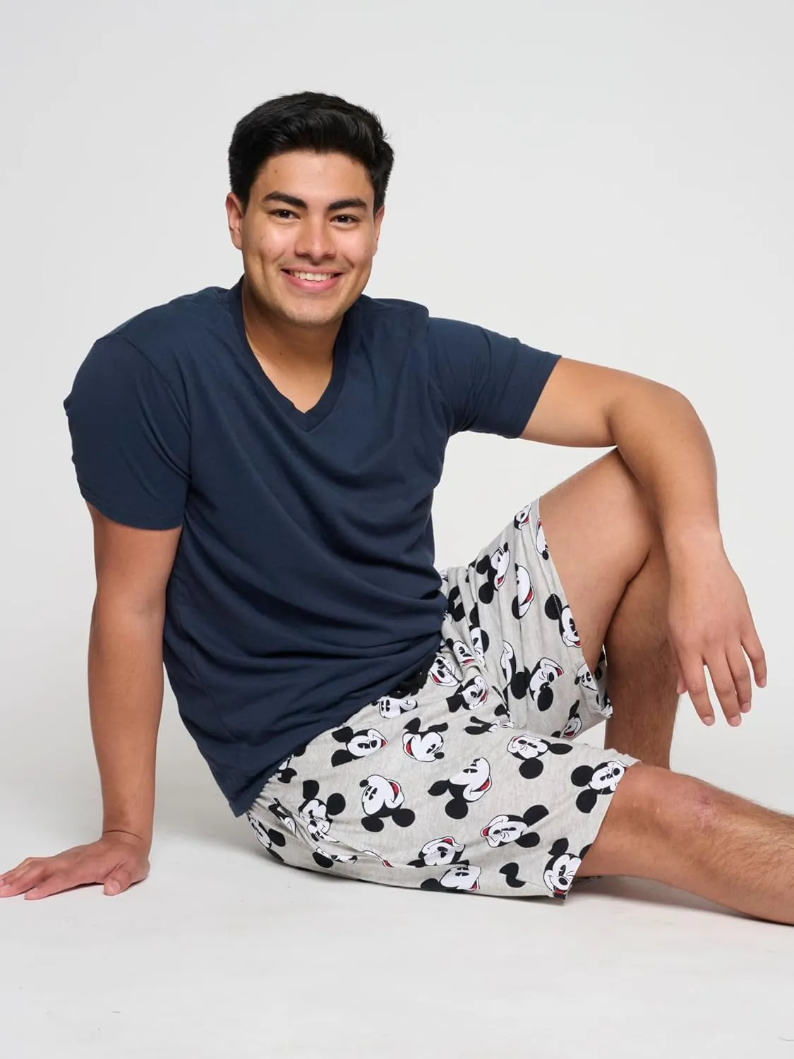 Disney Mens Stitch Mickey All Over Print Lounge Pajama Shorts