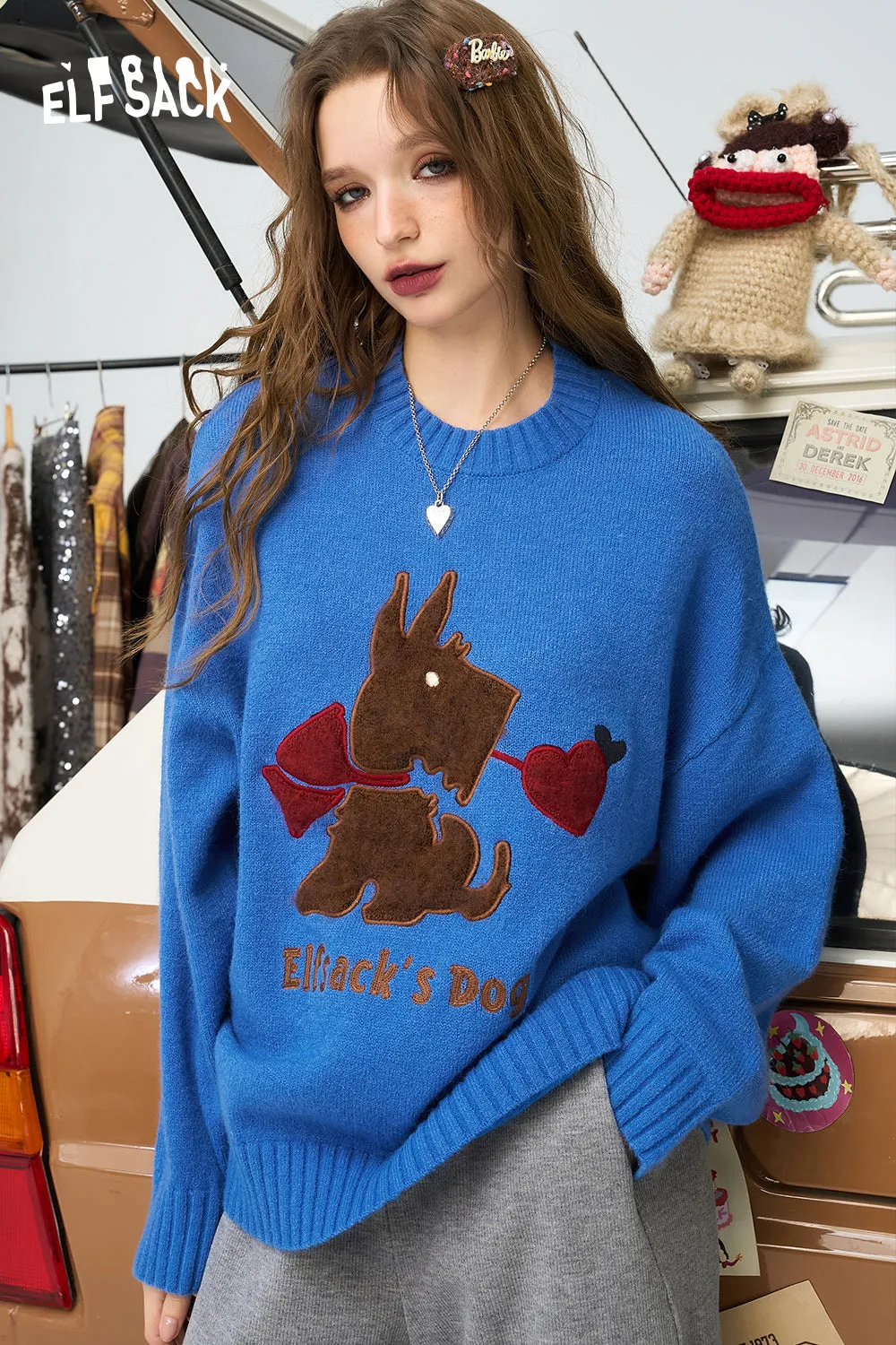 ELFSACK 2024 Autumn New Arrivals Colorful dopamine sweater for women