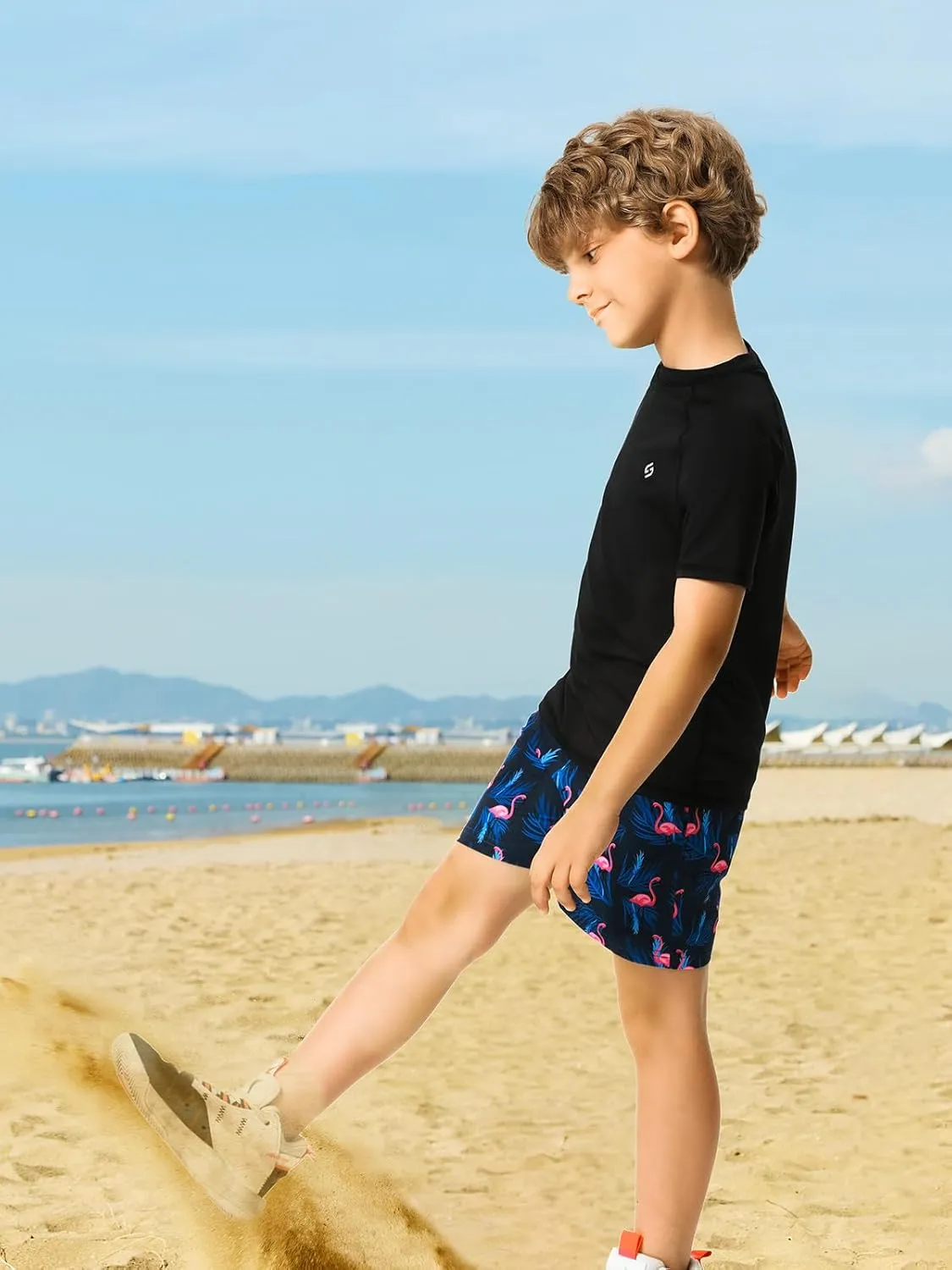 HODOSPORTS Boys UPF 50  Rash Guard Swim Shirts Short Sleeve Quick Dry UV Protection Sun Shirt