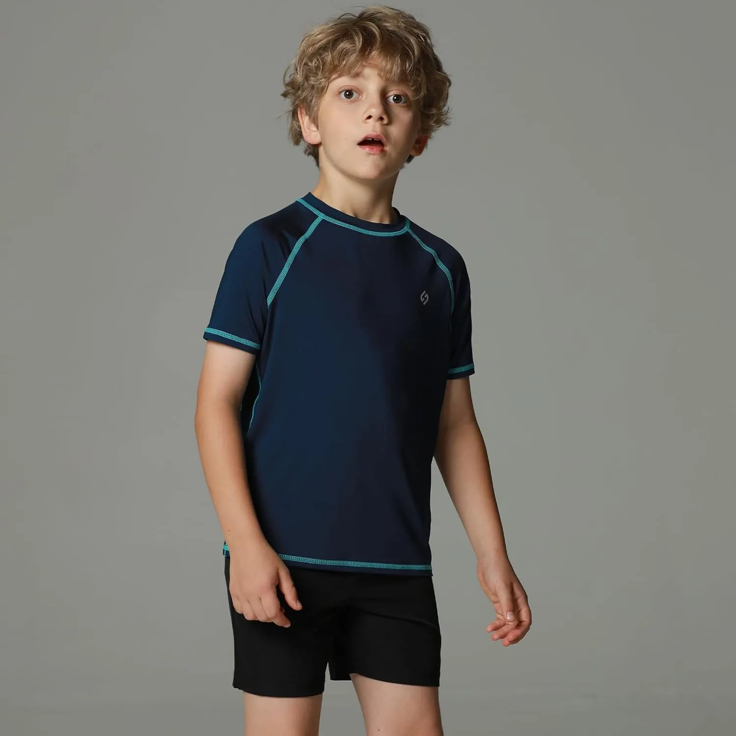 HODOSPORTS Boys UPF 50  Rash Guard Swim Shirts Short Sleeve Quick Dry UV Protection Sun Shirt