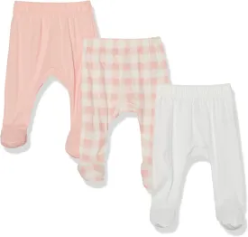 HonestBaby 3-Pack Footed Pants Roomy Fit Pull on Bottoms 100% Organic Cotton for Infant Baby Boys, Girls, Unisex