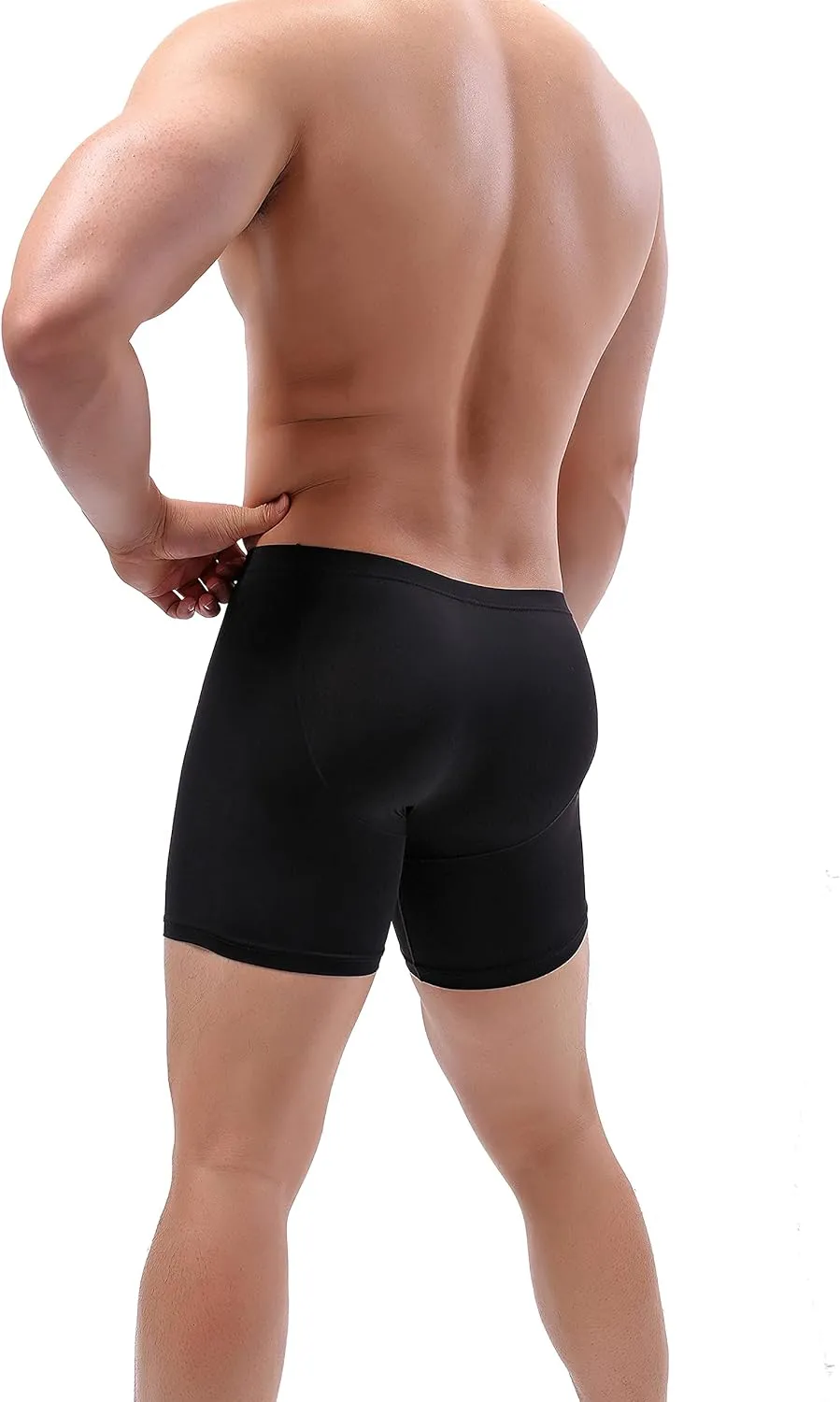 IKINGSKY Men's Long Leg Boxer Briefs Seamless Front Breathable Trunks Stretch Men Undepanties