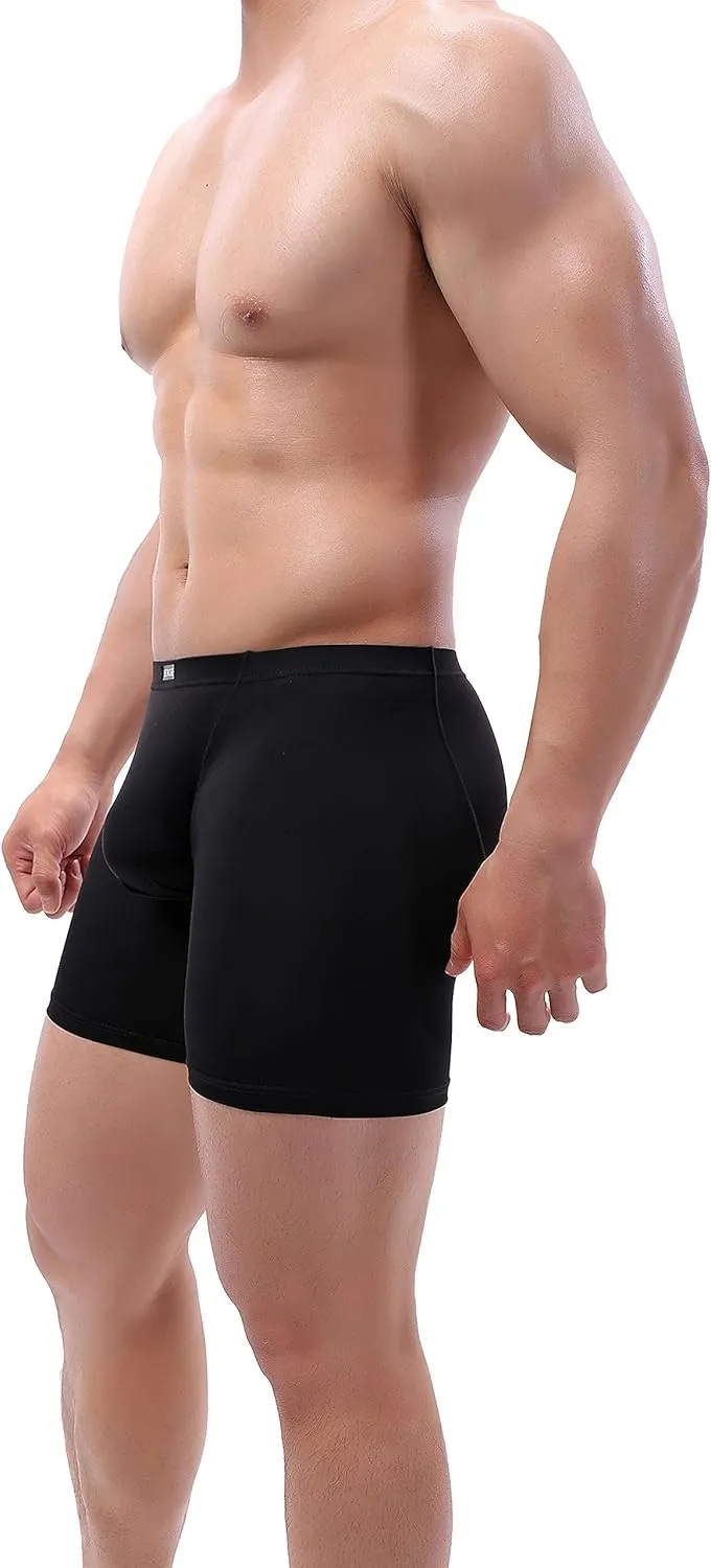 IKINGSKY Men's Long Leg Boxer Briefs Seamless Front Breathable Trunks Stretch Men Undepanties
