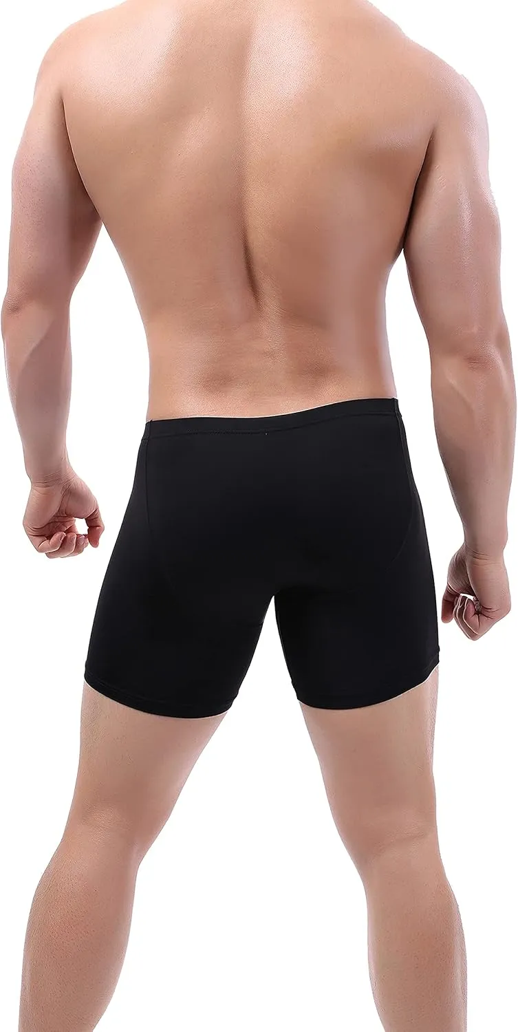 IKINGSKY Men's Long Leg Boxer Briefs Seamless Front Breathable Trunks Stretch Men Undepanties