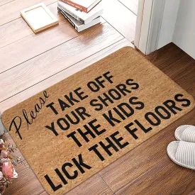 Please Take Off Your Shoes The Kids Lick The Floor Doormat Pattern Entrance Mat Rubber Anti Slip Washable Welcome Mats Decorative Indoor Outdoor for Home Kitchen Decoration 24 x 16 Inch, Picture18