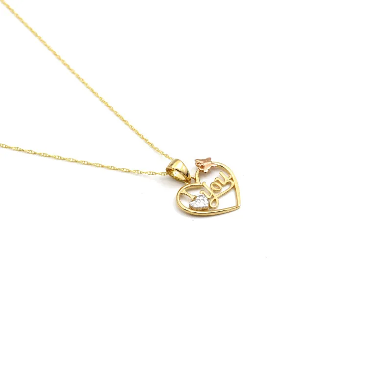 Real Gold 3 Color I Love You with Heart Butterfly Necklace - Model 1840 CWP 1953