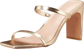 The Drop Women's Avery Square Toe Two Strap High Heeled Sandal