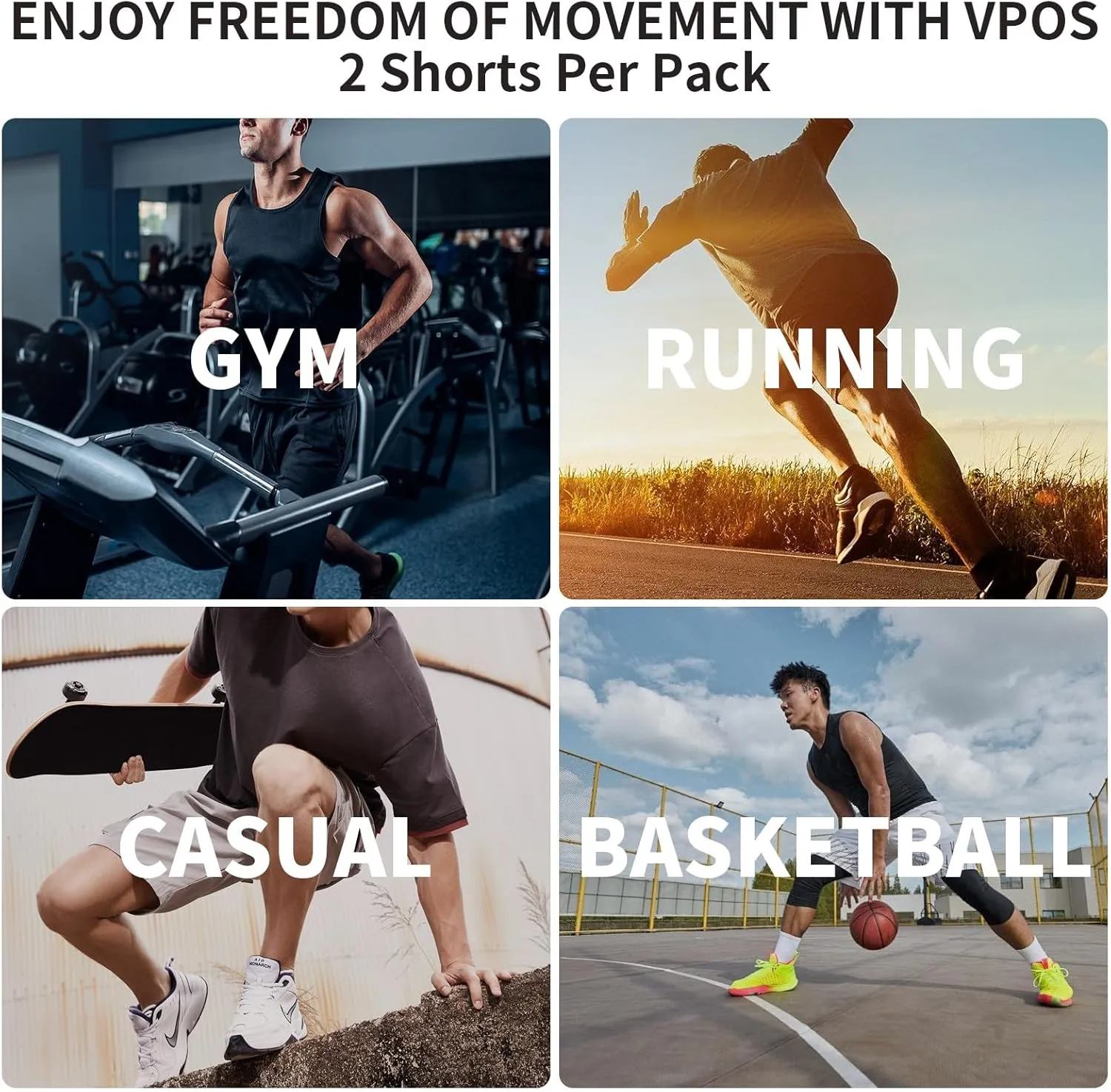 VPOS 2 Pack Men's Athletic Shorts 5/7 Inch Inseam, Mens Workout Shorts Lightweight Quick Dry Gym Running Shorts for Men